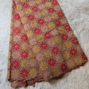 Gold and Red patterned Lace