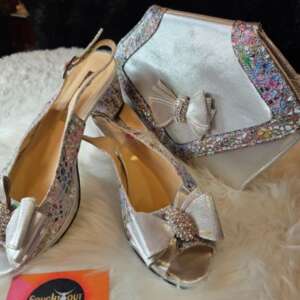 White Stoned Shoe with Bag